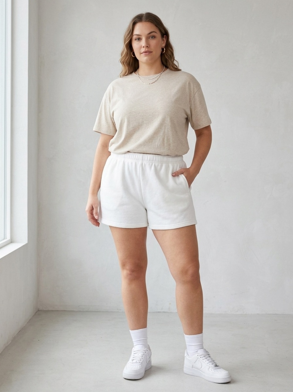 aerie White Athletic Pull-On Shorts